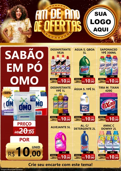 Modelo de Encarte para Encarte A4 Vertical com o tema Fim de Ano de Ofertas para Produtos de Limpeza