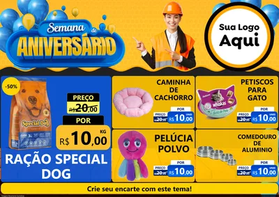 Modelo de Encarte para Encarte A4 Horizontal com o tema Semana de Aniversário para Pet Shop
