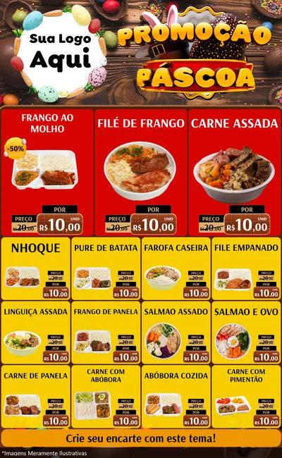 Modelo de Encarte para Encarte Grande com o tema Promoção Páscoa para Restaurante