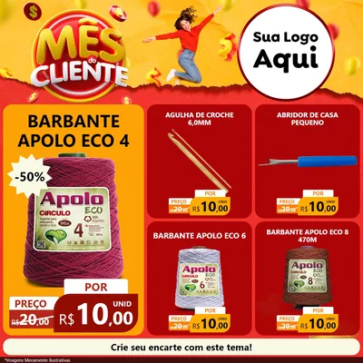 Modelo de Rede Social para Feed Facebook com o tema Mês do Cliente para Armarinho e Aviamentos