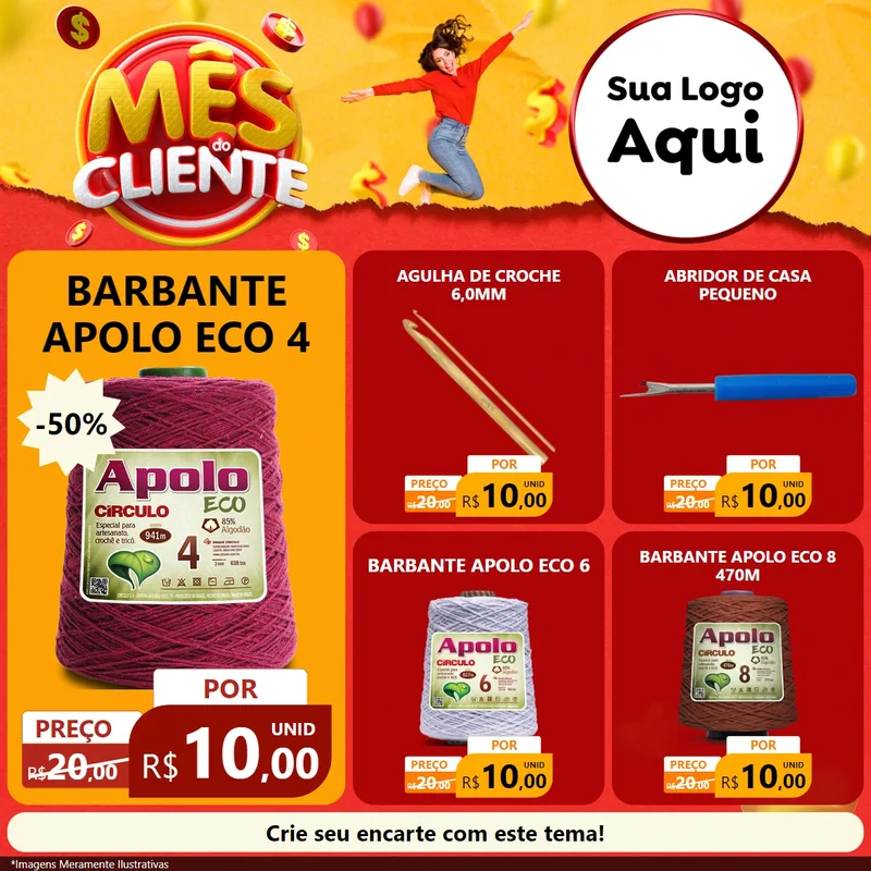 Modelo de Rede Social para Feed Facebook com o tema Mês do Cliente para Armarinho e Aviamentos