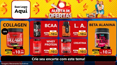 Modelo de TV para TV Horizontal com o tema Alerta de Ofertas para Suplementos alimentares