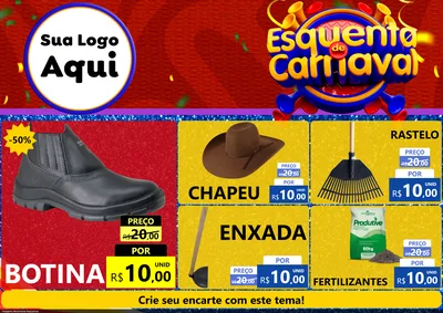Modelo de Encarte para Encarte A4 Horizontal com o tema Esquenta de Carnaval para Agropecuária