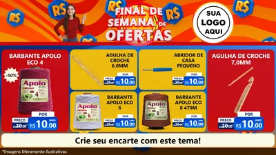 Modelo de TV para TV Horizontal com o tema Final de Semana de Ofertas para Armarinho e Aviamentos