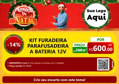 Modelo de Cartaz para Cartaz A4 Horizontal com o tema Promoção de Natal para Maquinas e Ferramentas