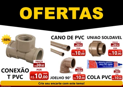 Modelo de Encarte para Encarte A4 Horizontal com o tema Ofertas Preto e Vermelho Cartaz para Tubos e conexões