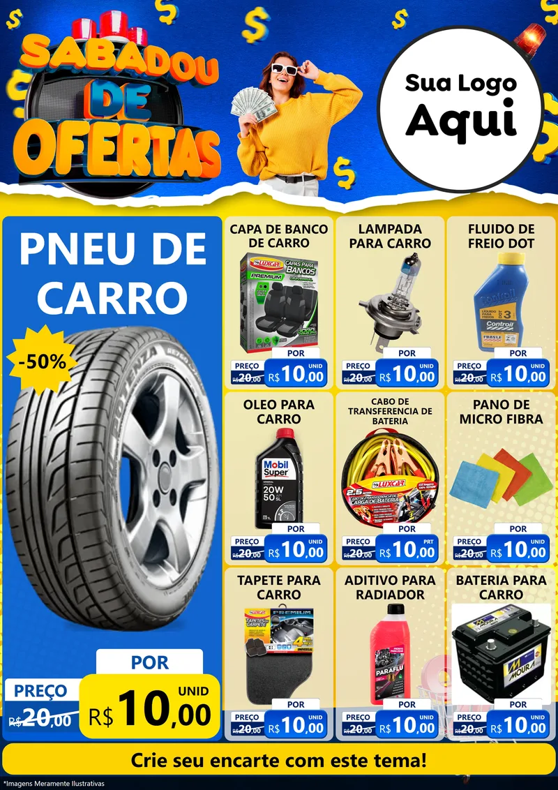 Modelo de Encarte para Encarte A4 Vertical com o tema Sabadou de Ofertas para Auto peças