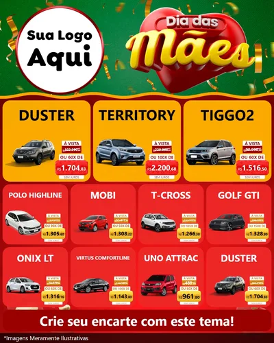 Modelo de Rede Social para Feed Instagram com o tema Dia das Mães para Concessionaria de Carros