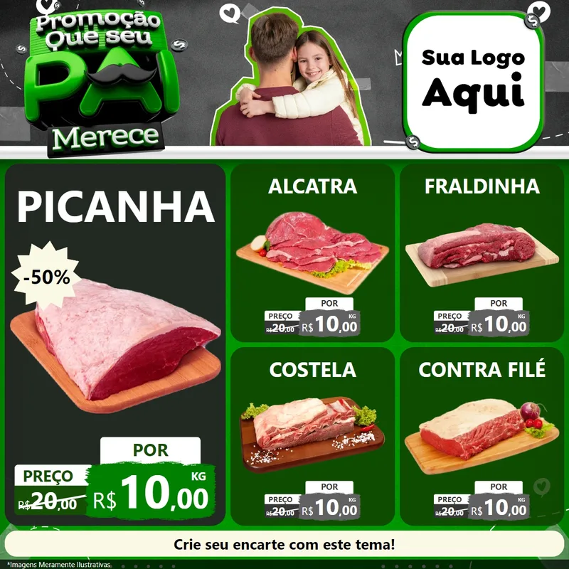Modelo de Rede Social para Feed Facebook com o tema Promoção Que seu Pai Merece para Açougue
