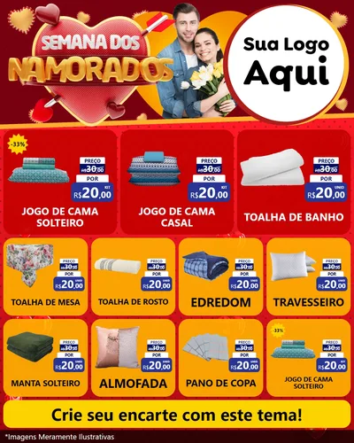 Modelo de Rede Social para Feed Instagram com o tema Semana dos Namorados para Cama, Mesa e Banho
