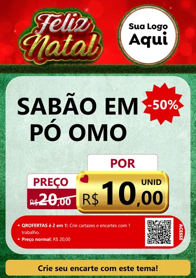 Modelo de Cartaz para Cartaz A4 Vertical com o tema Feliz Natal para Produtos de Limpeza