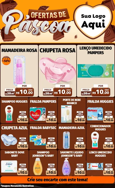 Modelo de Encarte para Encarte Grande com o tema Ofertas de Páscoa para Bebês