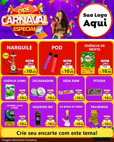 Modelo de Rede Social para Feed Instagram com o tema Pré-Carnaval Especial para Tabacaria
