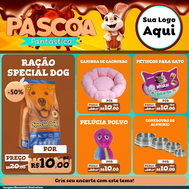Modelo de Rede Social para Feed Facebook com o tema Páscoa Fantástica para Pet Shop