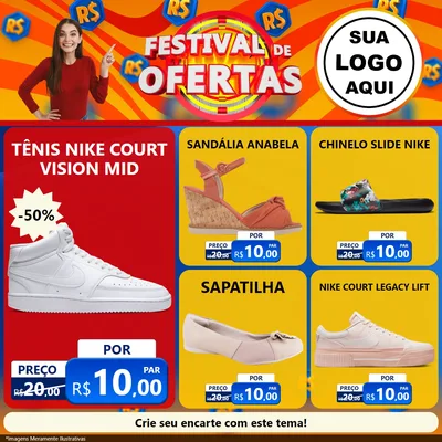 Modelo de Rede Social para Feed Facebook com o tema Festival de Ofertas para Calçados