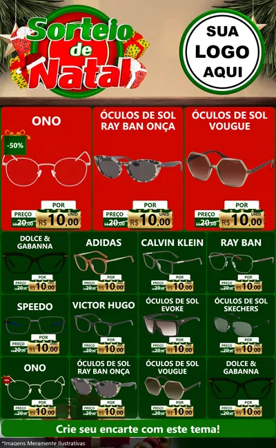 Modelo de Encarte para Encarte Grande com o tema Sorteio de Natal para Óticas
