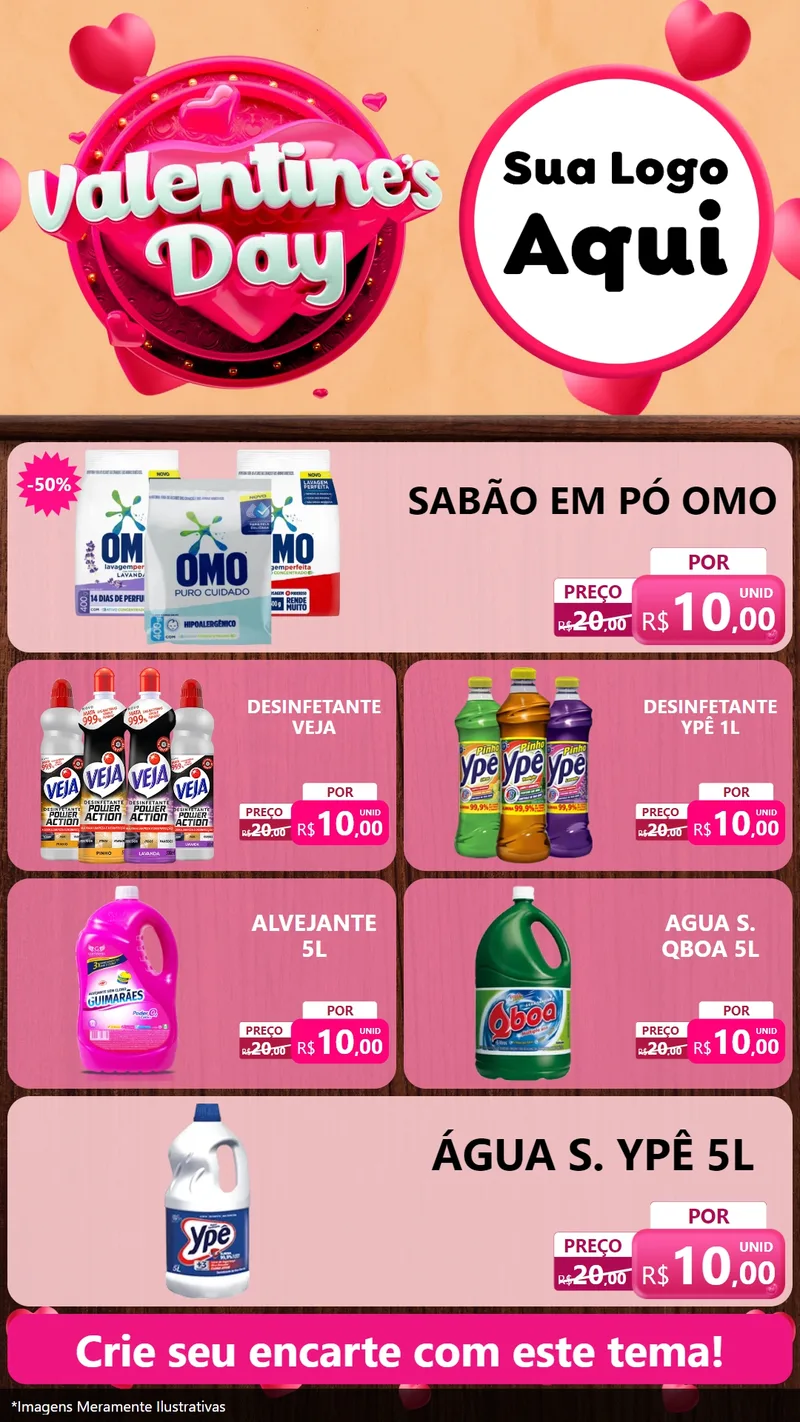 Modelo de TV para TV Vertical com o tema Valentine's Day para Produtos de Limpeza
