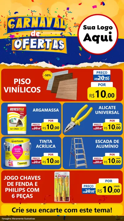 Modelo de TV para TV Vertical com o tema Carnaval de Ofertas para Material para Construção