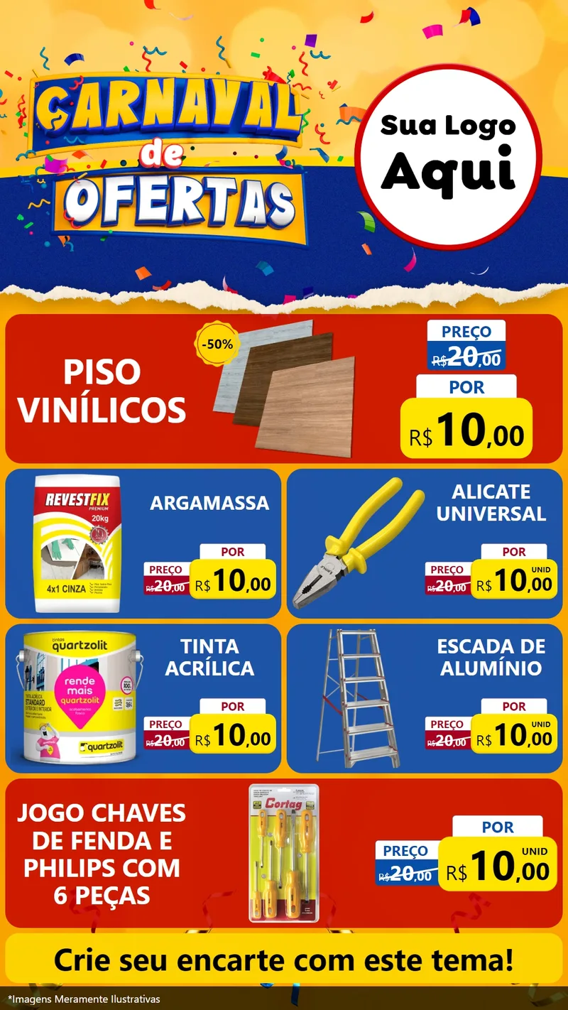 Modelo de TV para TV Vertical com o tema Carnaval de Ofertas para Material para Construção