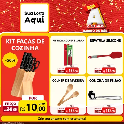Modelo de Rede Social para Feed Facebook com o tema Dia A o Dia Mais Barato do Mês para Utilidades Domésticas