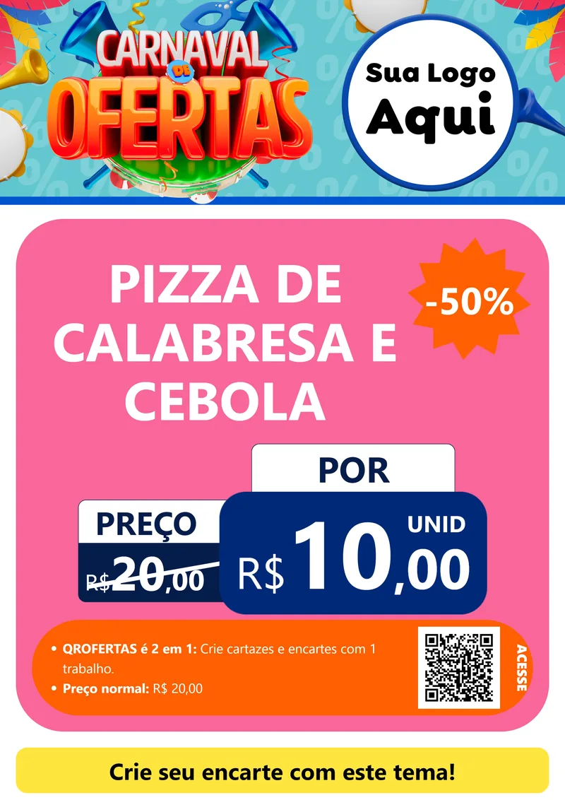 Modelo de Cartaz para Cartaz A4 Vertical com o tema Carnaval de Ofertas para Pizzaria