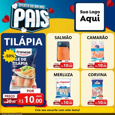 Modelo de Rede Social para Feed Facebook com o tema Oferta Do Dia Dos Pais para Peixaria