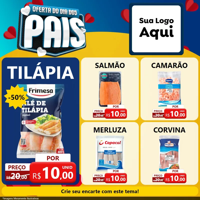 Modelo de Rede Social para Feed Facebook com o tema Oferta Do Dia Dos Pais para Peixaria
