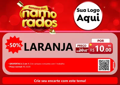 Modelo de Cartaz para Cartaz A4 Horizontal com o tema Semana dos namorados para Hortifrúti