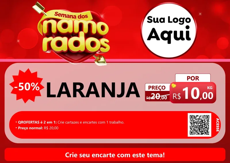 Modelo de Cartaz para Cartaz A4 Horizontal com o tema Semana dos namorados para Hortifrúti
