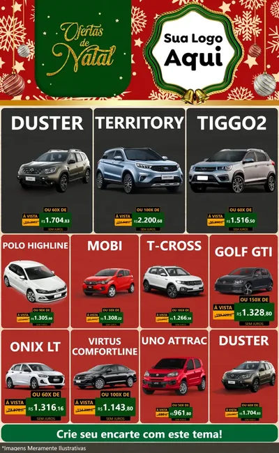 Modelo de Encarte para Encarte Grande com o tema Natal de Ofertas para Concessionaria de Carros