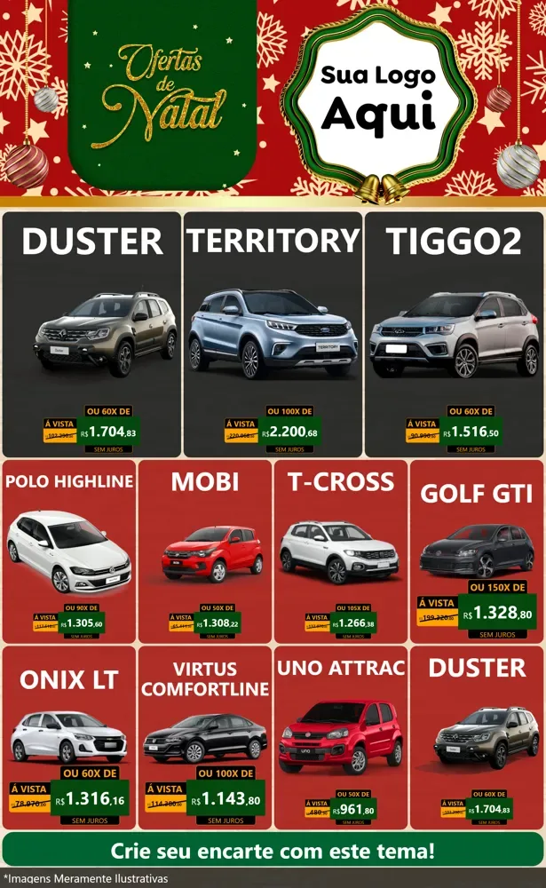 Modelo de Encarte para Encarte Grande com o tema Natal de Ofertas para Concessionaria de Carros