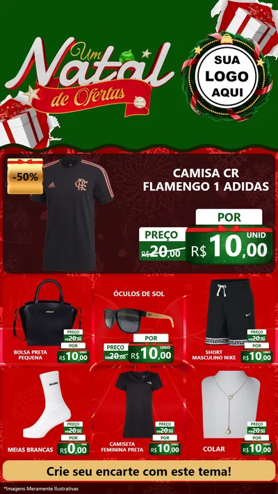 Modelo de Rede Social para Stories com o tema Um Natal de Ofertas para Roupas e acessórios