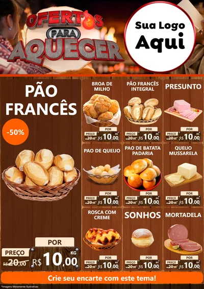 Modelo de Encarte para Encarte A4 Vertical com o tema Ofertas Para Aquecer para Padaria