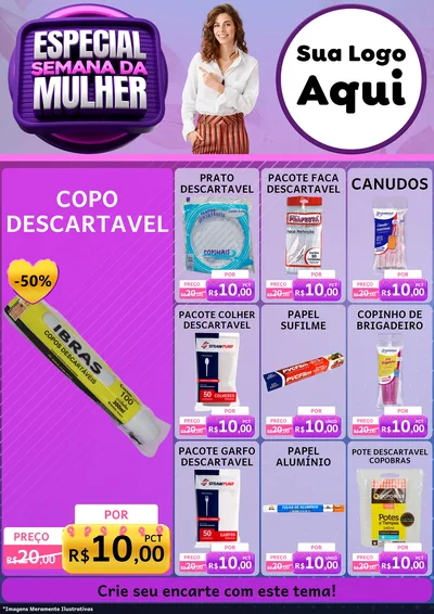 Modelo de Encarte para Encarte A4 Vertical com o tema Especial Semana da Mulher para Embalagens
