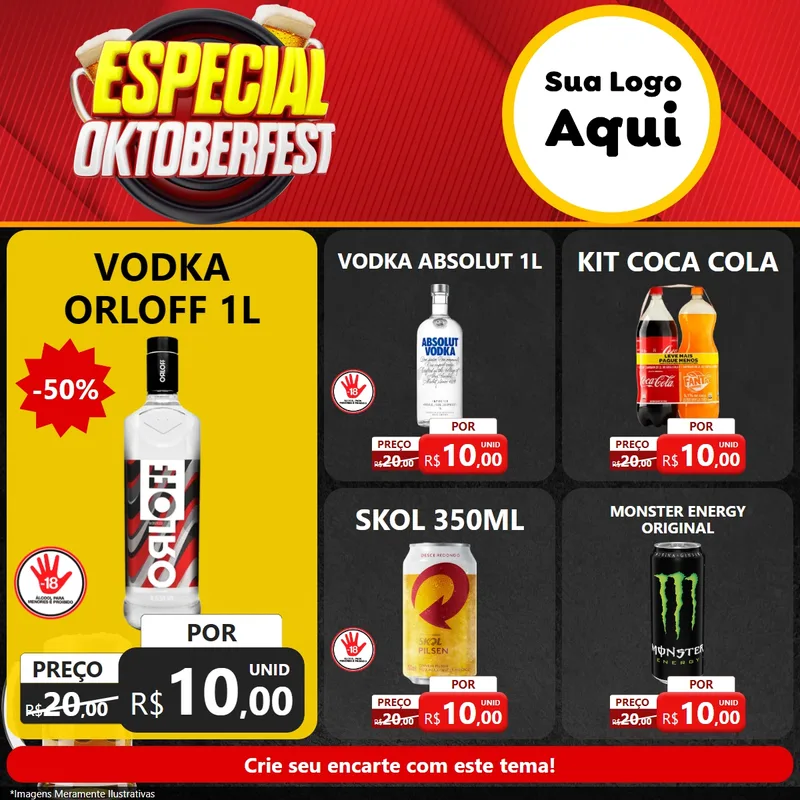 Modelo de Rede Social para Feed Facebook com o tema Especial Oktoberfest para Distribuidora de bebidas