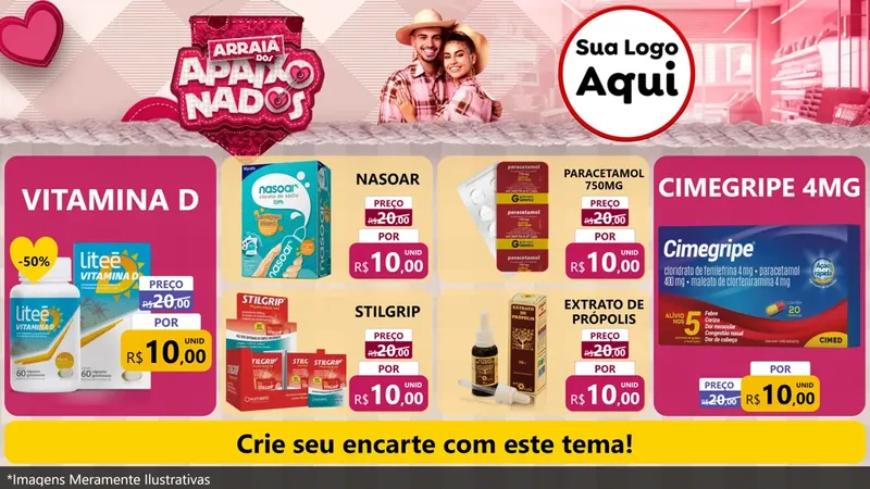 Modelo de TV para TV Horizontal com o tema Arraiá dos Apaixonados - Junina para Farmácia