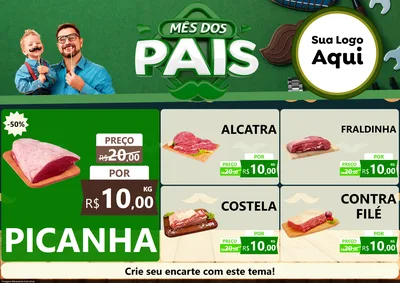 Modelo de Encarte para Encarte A4 Horizontal com o tema Mês dos Pais para Açougue