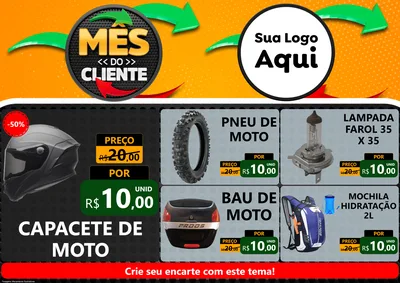 Modelo de Encarte para Encarte A4 Horizontal com o tema Mês do Cliente para Moto peças