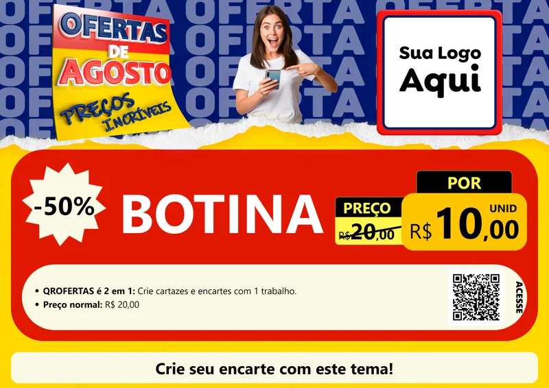 Modelo de Cartaz para Cartaz A4 Horizontal com o tema Ofertas de Agosto - Preços Incríveis para Agropecuária