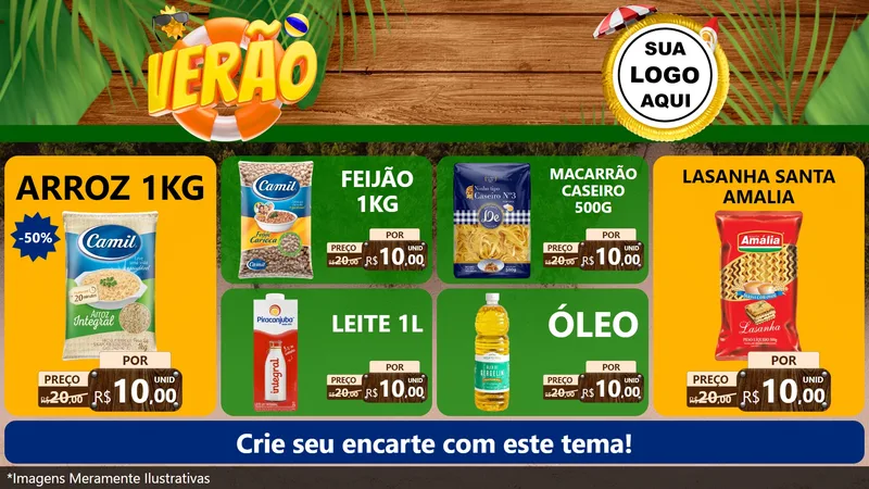 Modelo de TV para TV Horizontal com o tema Verão para Supermercado