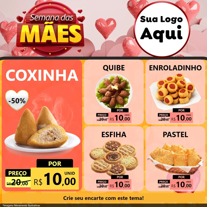 Modelo de Rede Social para Feed Facebook com o tema Semana das Mães para Salgadaria