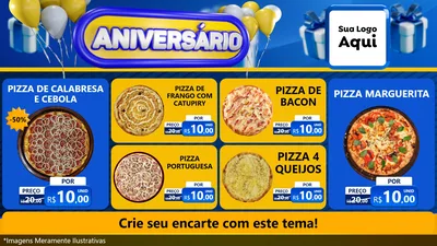 Modelo de TV para TV Horizontal com o tema Aniversário para Pizzaria