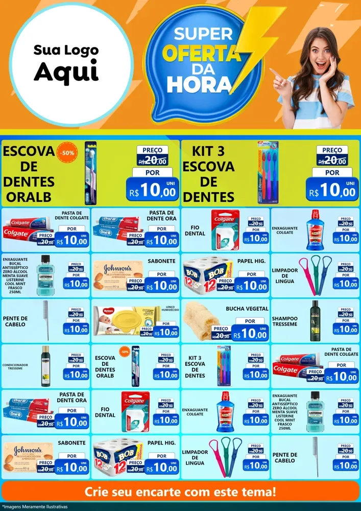 Modelo de Encarte para Encarte A4 Vertical com o tema Super Oferta da Hora para Higiene Pessoal