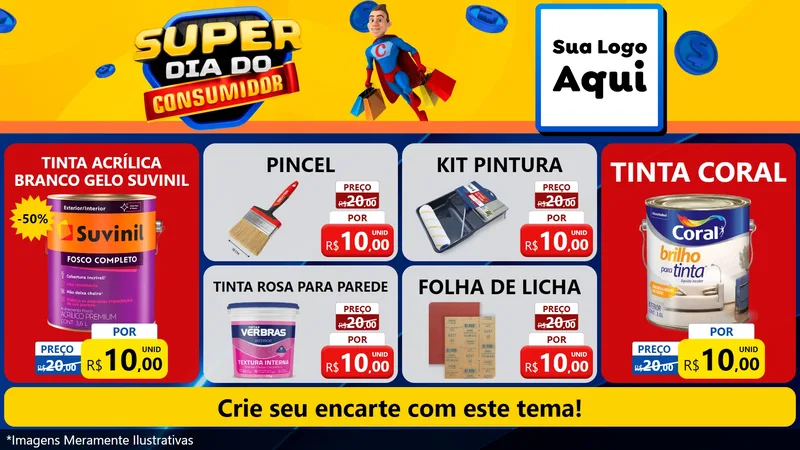 Modelo de TV para TV Horizontal com o tema Super Dia do Consumidor para Tintas e Ferramentas