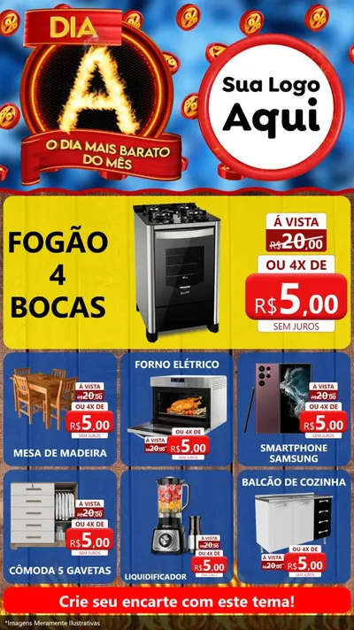 Modelo de Rede Social para Stories com o tema Dia A - O Dia Mais Barato Do Mês para Móveis e Eletro
