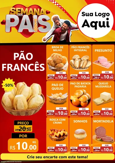Modelo de Encarte para Encarte A4 Vertical com o tema Semana Dos Pais para Padaria
