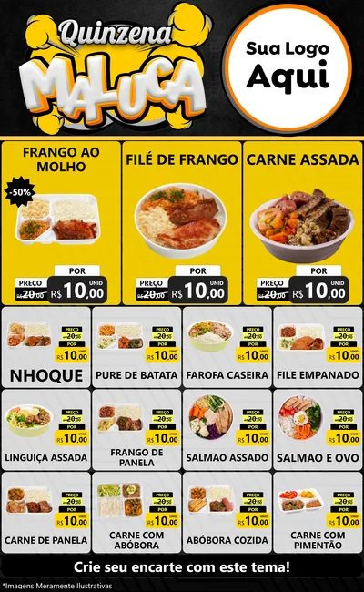 Modelo de Encarte para Encarte Grande com o tema Quinzena Maluca para Restaurante