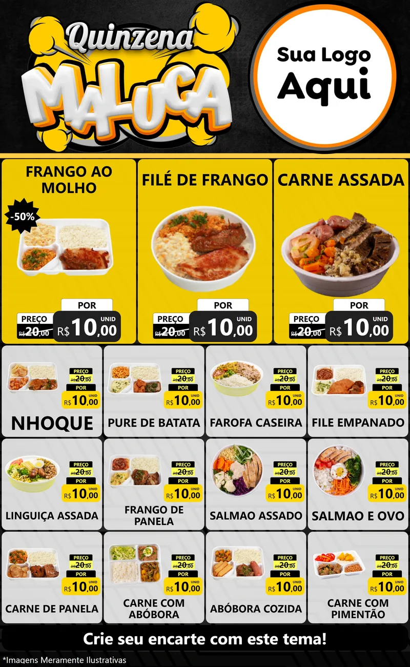 Modelo de Encarte para Encarte Grande com o tema Quinzena Maluca para Restaurante