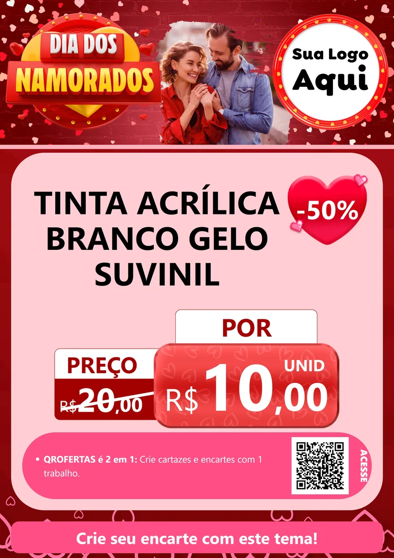 Modelo de Cartaz para Cartaz A4 Vertical com o tema Dia Dos Namorados para Tintas e Ferramentas