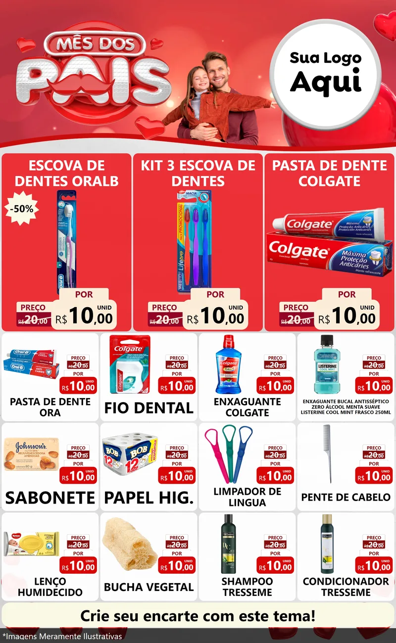 Modelo de Encarte para Encarte Grande com o tema Mês dos Pais para Higiene Pessoal